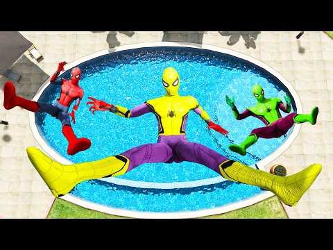 37 Minutes of GTA 5 Rainbow Spiderman Jumping into Pool (Euphoria Physics/Ragdolls) #6