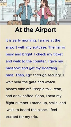 At the Airport | English Speaking and Reading Practice for Beginners #readingeanglish #englishstory