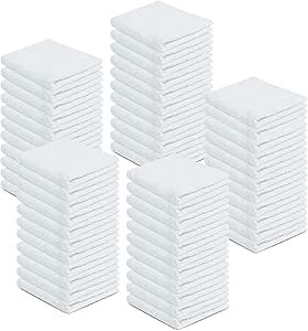 ZUPERIA 100% Cotton Terry Towels Cleaning Cloths, Pack of 50 (12" x 12") Multipurpose, Highly Absorbent, Reusable Cotton Rags, White Bar Towels & Cleaning Rags for Everyday Usage (White)