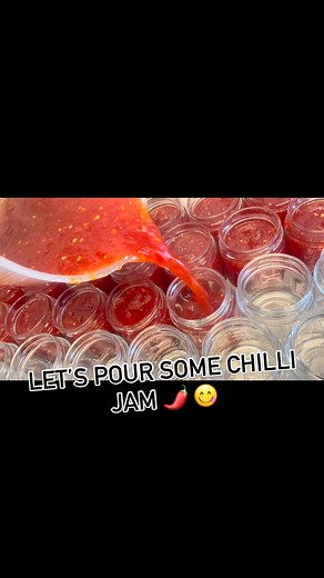 Chilli Jam pouring for this weekends farmers markets and restocking the shelves in the shop | Sticky Pickle Company