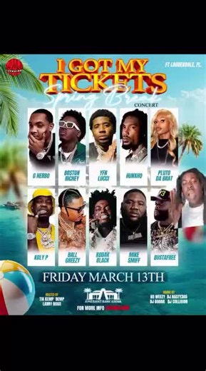 #FtLauderdale TICKETS ON SALE NOW!!! WE INVITE YOU TO THE BIGGEST SPRING BREAK CONCERT IN SOUTH FLORIDA...🏝️