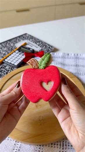 Apple cookie 🍎💗 #cookiedecorating #baking #shortsfeed