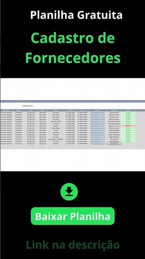 Planilha Cadastro de Fornecedores Gratuita