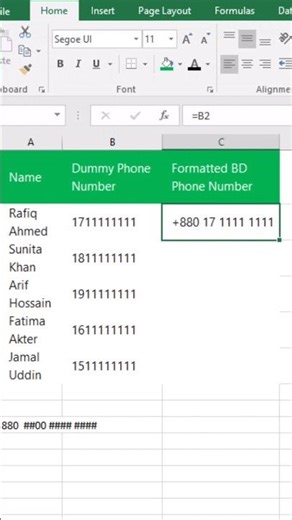 Excel Trick: Phone number format instantly 😱 #excel