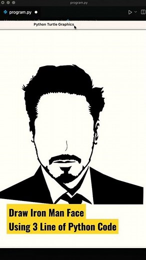 Draw Iron Man Face using 3 line of python code #shorts #coding #programming
