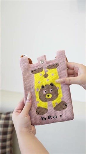 Playful Knit Phone Bags | Cute Cartoon Prints & Puffy Handles