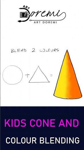Kids Drawing – Easy Cone Shape & 2-Colour Pastel Blending Tutorial | Art for Beginners