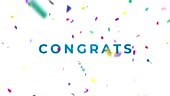 Animated congratulations text on a celebration background....