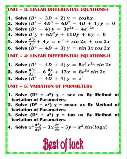 ifferential Equations || Semester-1 Mathematics | Most Important Methods