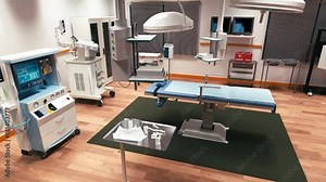 Operating room with medical equipment. modern hospital 3d illustration.