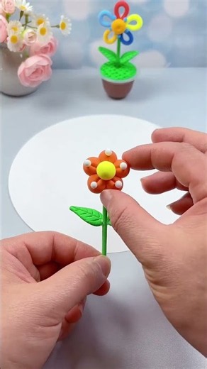 Make a pretty mini colorful flower pot using super light clay