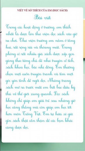 Văn mẫu lớp 3: viết đoạn văn ngắn - viết về sở thích của em ( đọc sách ) #vanmaulop3