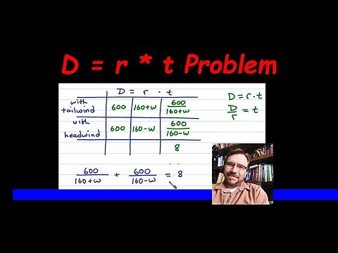 Uniform Motion Word Problem - D=rt - Rational Equations - Distance, Rate, and Time