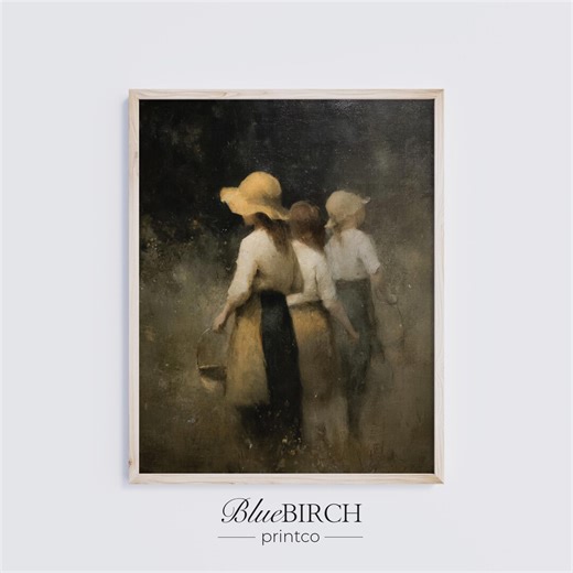 Vintage Farm Girls Print, Moody Landscape Art, Rustic Farmhouse Decor, Digital Download 350 - Etsy Canada