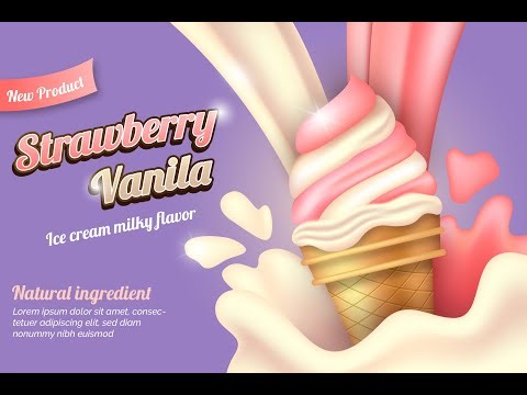 Ice cream Banner Design in illustrator. @Designsbymehru