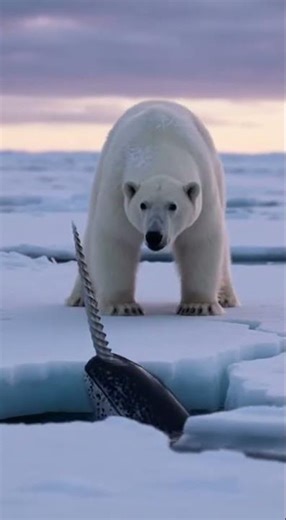 Polar Bear vs Narwhal Arctic Ice Breach