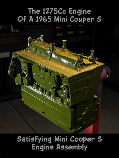 Small engine. Big character. Pure precision assembly. Satisfying Mini Cooper S - Engine Assembly. #minicooper #minicoopers #classicmini #engineassembly #engine #mechaniclife #carbuild #satisfyingvideos #precision #fyp #viral