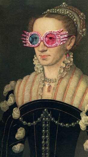 “Everyone, this is Loony Love…Luna Lovegood!” — Hermoine I found this portrait print of a portrait style popular in the 1500-1700’s... I also had a couple pairs of cosplay glasses that gave me an idea! What if Luna was born in 1781 instead of 1981? This altered painting is a little nod to that idea : I painting in Luna’s iconic glasses, beaded earrings, and transformed her pendant into a butter beer cork (to keep away the nargles!) The vintage print was collected locally in Ontario. I later disc
