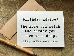 Funny Birthday Card for Her / Birthday Advice Stay Safe Eat Cake / Hilarious Bday Jokes / Gifts for Your Best Friend - Etsy