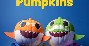 Painted Baby Shark Pumpkin Decorations
