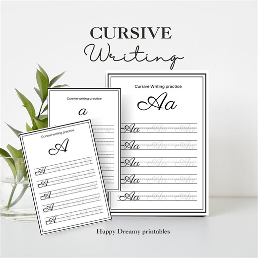 Cursive Writing Practice Sheets | A4 Handwriting Workbook (PDF Pattern) - Etsy