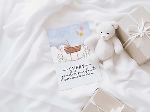 Christian Baby Shower Card: Watercolor Cradle Printable (PDF) - Etsy