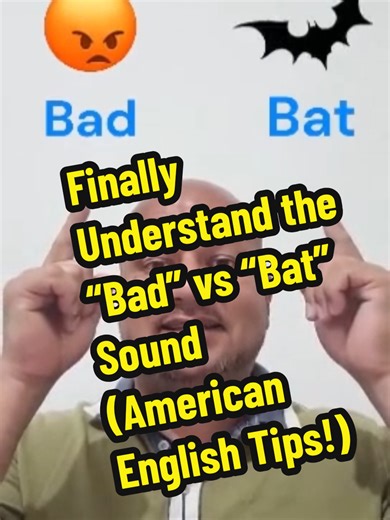 Finally Understand the “Bad” vs “Bat” Sound (American English Tips!) Most students say these words exactly the same… but Americans don’t! 🇺🇸 Learn the secret sound difference between BAD and BAT so you sound natural. 🎯 Save this post & tag a friend who says it wrong! #FYP #EnglishTips #ESL #foryourepage #SpeakEnglish