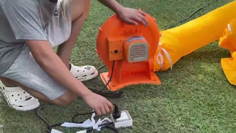 13ft Large Commercial Inflatable Lemonade Concession Stand Booth with Hands and Air Blower, for Outdoor Event, Advertising, Promotional Campaigns,Vendor Booths