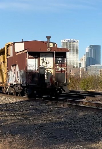 SOO Caboose 57 trails on a two-car local returning to Milwaukee’s Canadian Pacific Muskego Yard #SOO #milwaukee #wisconsin #caboose #train