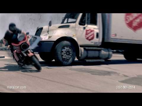Trial Graphics – Motorcycle injury – Truck blocks roadway