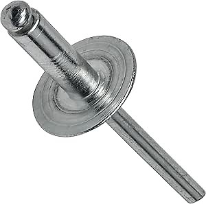 Fastenere Large Flange Pop Rivets - 3/16" x 1/4" (50 pcs) Heavy Duty, Open-End, Aluminum Corrosion-Resistant, High Tensile & Shear Strength, 6-4 Gap .188" - .250"