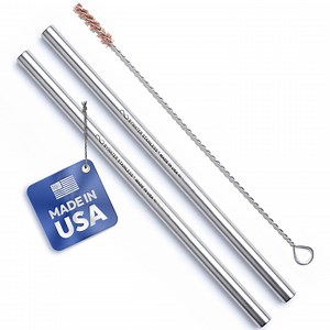 USA Made Stainless Steel Straws Set of 2 With Coconut Fiber Cleaner - Etsy