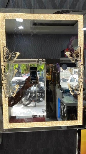 Touch Lights Mirror Bathroom | Led Mirror With Touch Sensor | Butterfly Design #ledmirror #shorts