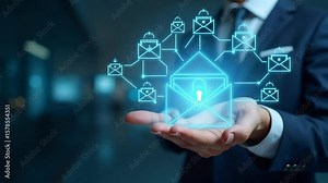 Comprehensive email security best practices protocol featuring advanced encryption robust authentication and spam mitigation techniques to ensure safe digital correspondence in Photo Stock Concept Stock Video