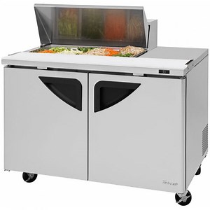 Turbo Air Super Deluxe TST-48SD-08S-N-RW 48" 2 Door Refrigerated Sandwich Prep Table with Right Work Station