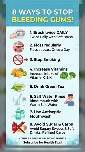 8 Ways to Stop Bleeding Gums at 🏠#foodismedicine#shorts #youtubeshorts #shortsfeed #shortvideo#food