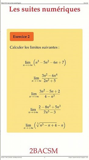 Exercice N2 2BACSM Serie 2 Les Suites Numeriques Maths space2study