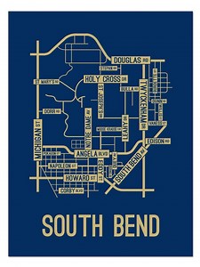 South Bend, Indiana Street Map - Poster, Acrylic, Framed, and Metal Prints - Etsy