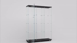 Glass Display Cabinet with 4 Shelves Extra Large, Curio Cabinets for Living Room, Bedroom, Office, White Floor Standing Glass Bookshelf, Quick Installation, JG666
