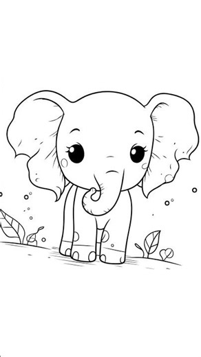Cute Elephant line art drawing for kids