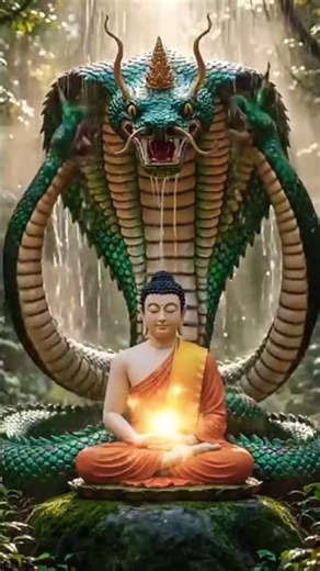 Naga snake God shields Buddha from the rain #buddha #buddhism #meditation