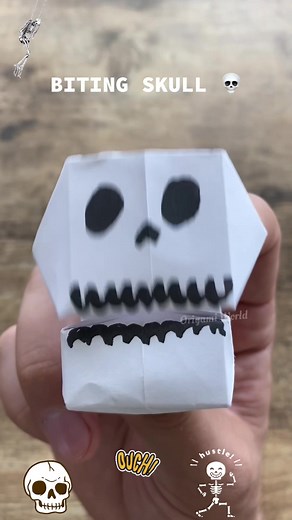 Skull Origami #skull #skullmakeuptutorial #origami #origamitutorial #origamihalloween #halloweenart #origamiworld