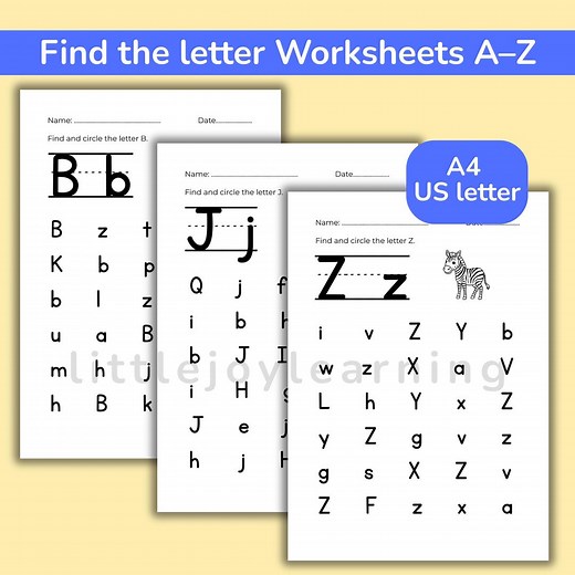 Find the Letter Worksheets | Alphabet Letter Recognition Activities for Preschool & Kindergarten | Printable ABC Learning Game - Etsy