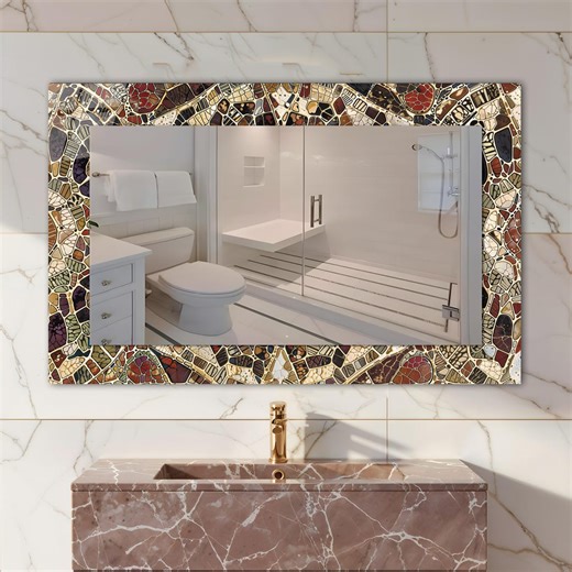Tempered Glass Wall Mirror: Mosaic Look, Living Room & Bathroom - Etsy
