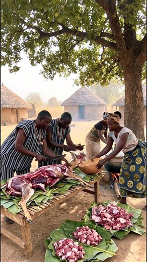 Tiv Tribe Butchers Antelope Stew Feast! 🦌🔥#triballife #tribalfood #shorts