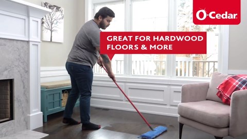 O-Cedar Hardwood Floor 'N More 3-Action Mop with 1 Extra Refill | Microfiber Mop with 3pc Handle | Use Wet or Dry, Red