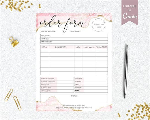 Cake Order Form Template | Editable Canva Bakery Custom Order Card Printable - Etsy