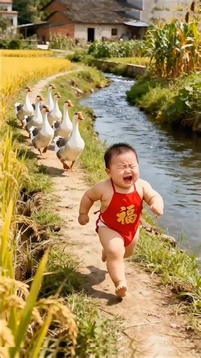 Baby Running From Geese Gone Wrong 😱 | Emotional & Funny Village Moment