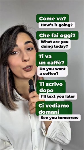 Ciao amici! 🇮🇹 Let’s learn 5 useful Italian phrases you can use when talking to a friend: • Come va? – How’s it going? • Che fai oggi? – What are you doing today? • Ti va un caffè? – Do you want a coffee? • Ti scrivo dopo – I’ll text you later • Ci vediamo domani – See you tomorrow How do you say “Let me know” in Italian? Write your guess in the comments! 💬 📚 Use the link in our bio to request a free trial lesson with us! #learnitalian #italianlesson #italianforbeginners #italiangrammar #ita