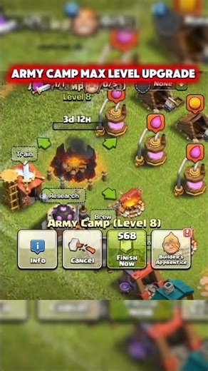 Army Camp Max Level Upgrade 🔥 Full Boost! | #clashofclans #shorts #viralshorts #trendingshorts